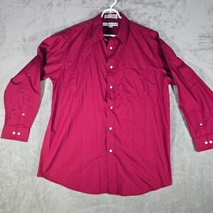 Irvine Park Shirt Mens 16.5 Regular Long Sleeve Red‎ Burgundy Dress Business